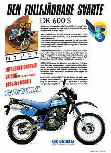 Suzuki DR600S ad, Sweden